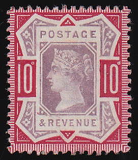 SG210a 1887 10d. Dull purple and deep dull carmine Jubilee. Unused, original gum example.
